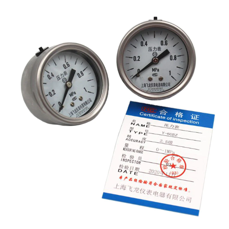 Pressure gauge axial y-60bz0-1mpa dial diameter 60mm all stainless steel axial pressure gauge